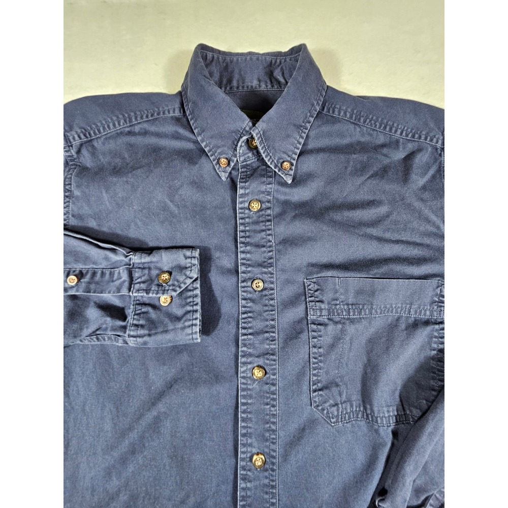 Eddie Bauer Mens Navy Blue 100% Cotton Long Sleeve Button Down‎ Shirt Small 5876